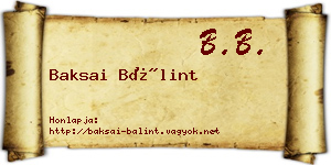 Baksai Bálint névjegykártya