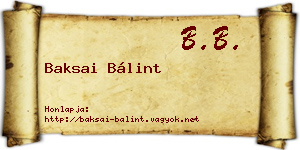 Baksai Bálint névjegykártya