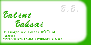 balint baksai business card